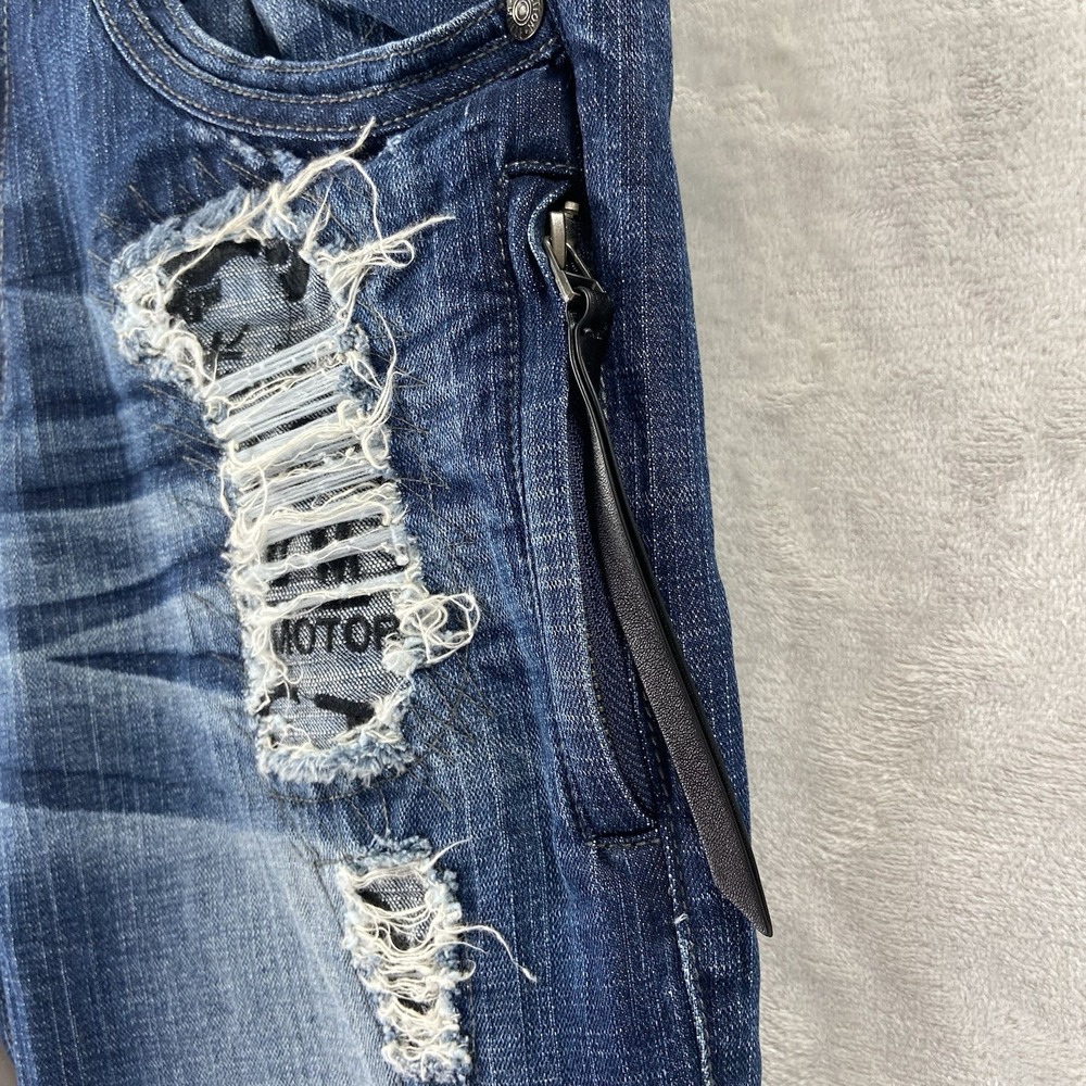Affliction Jeans mens 34x35 Blue Denim Gage Distressed Grunge Biker Emo Punk Y2K - Picture 13 of 16